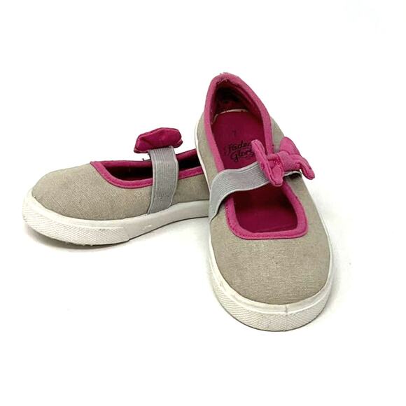 Faded Glory Girls Tan Pink Canvas Slip On Shoes Size 7 - Picture 11 of 12